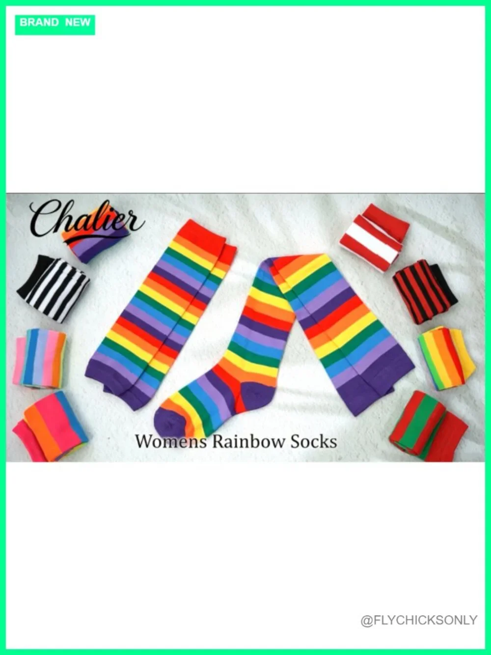 Rainbow Knee High Socks & Arm Warmer Gloves Set Soft Breathable Striped for